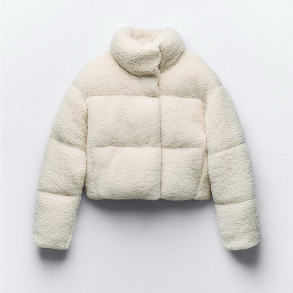 Zara Jackets & Blazers - Zara faux shearling quilted anorak 1255/826 XS teddy Sherpa winter jacket coat